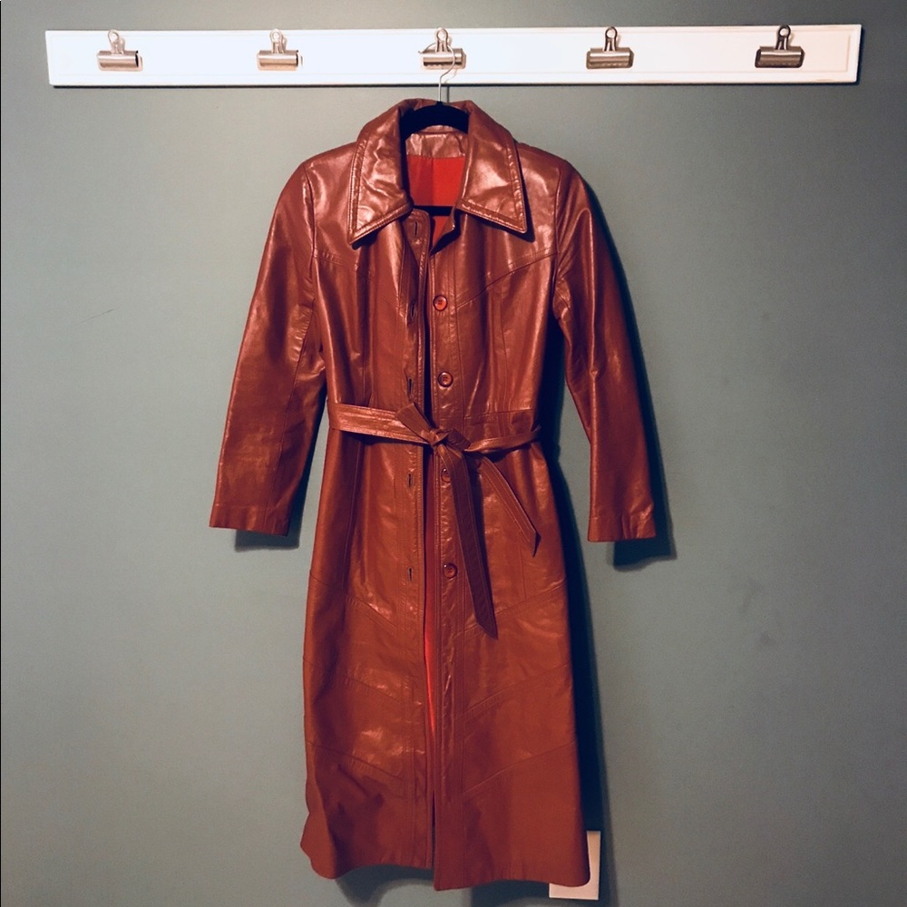 Vintage Leather Long coat sz 10